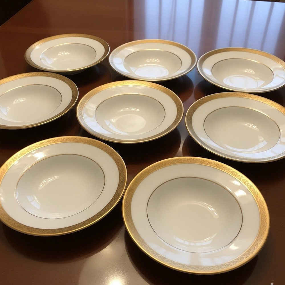 8 Sango‎ Imperial VTG Deluxe Cleopatra 6.5" Dessert Fruit Bowl Gold Rim PRISTINE